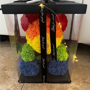 Rainbow Rose Bear in Gift Box